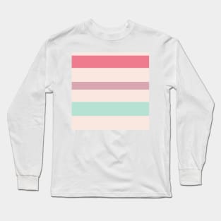 A remarkable shape of Faded Pink, Powder Blue, Misty Rose and Light Coral stripes. Long Sleeve T-Shirt